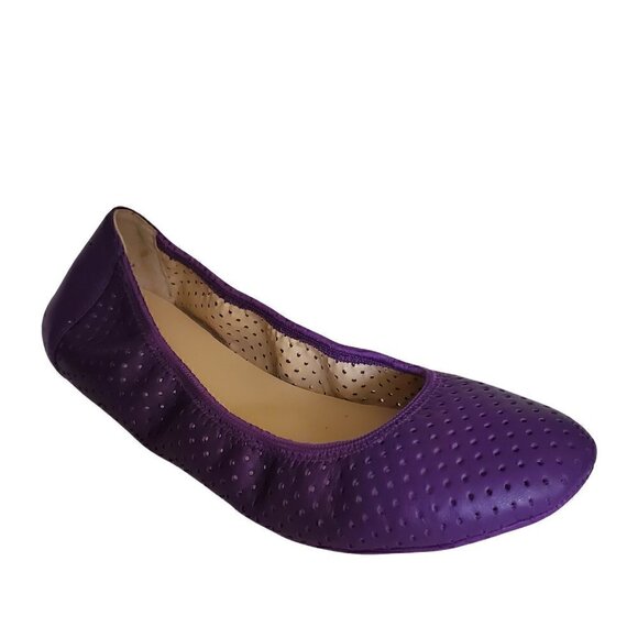 Adam Tucker Purple Leather Ballerina Style Flats NIB - Picture 1 of 2